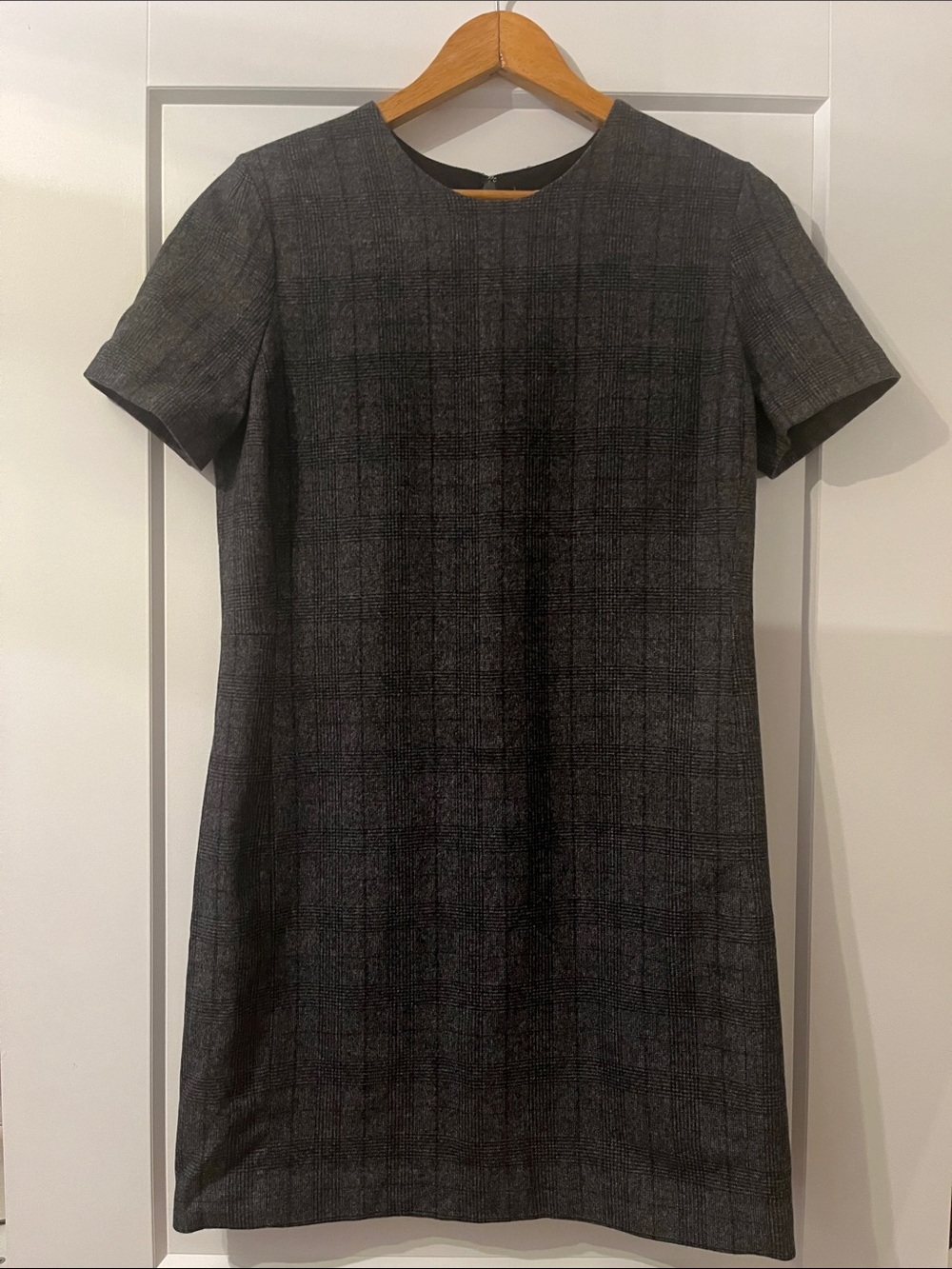 Classic Short-Sleeve Dress in Charcoal Gray